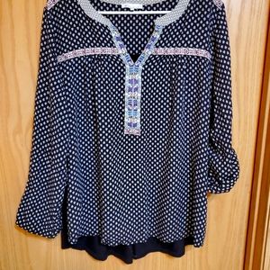 Skies are Blue Brecken Mixed Material Top